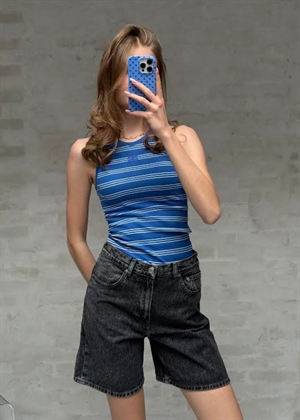 Soft cotton rib stripe tank Nouvean navy A1040452 Ganni 